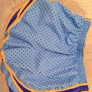 Blue & navy polkadot Dri-fit Nike running shorts